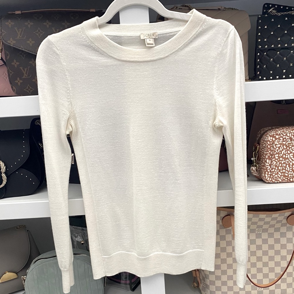Ivory Wool Blend Pullover Sweater
